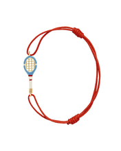 Load image into Gallery viewer, TENNIS BRACELET SKY BLUE W/LIPSTICK RED CORD