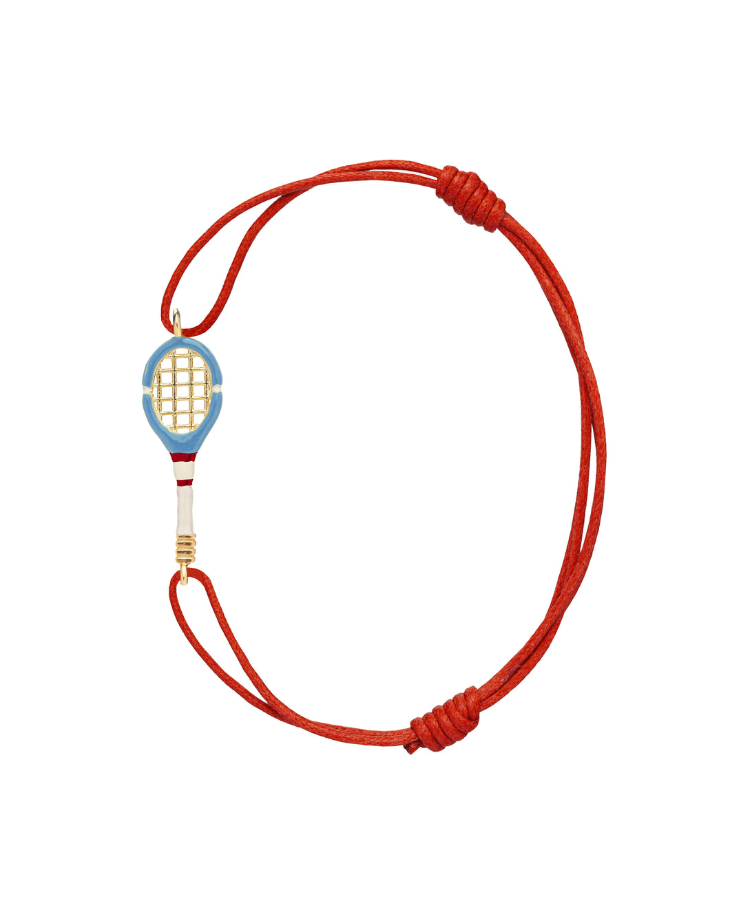 TENNIS BRACELET SKY BLUE W/LIPSTICK RED CORD