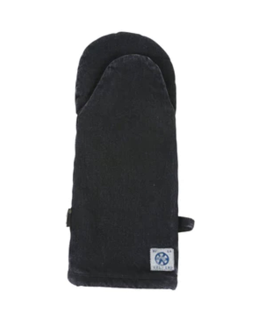 BLACK DENIM DUAL HAND OVEN MITT