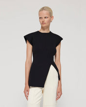 Load image into Gallery viewer, ASYMMETRIC SLEEVELESS KNITTED TOP IN BLACK