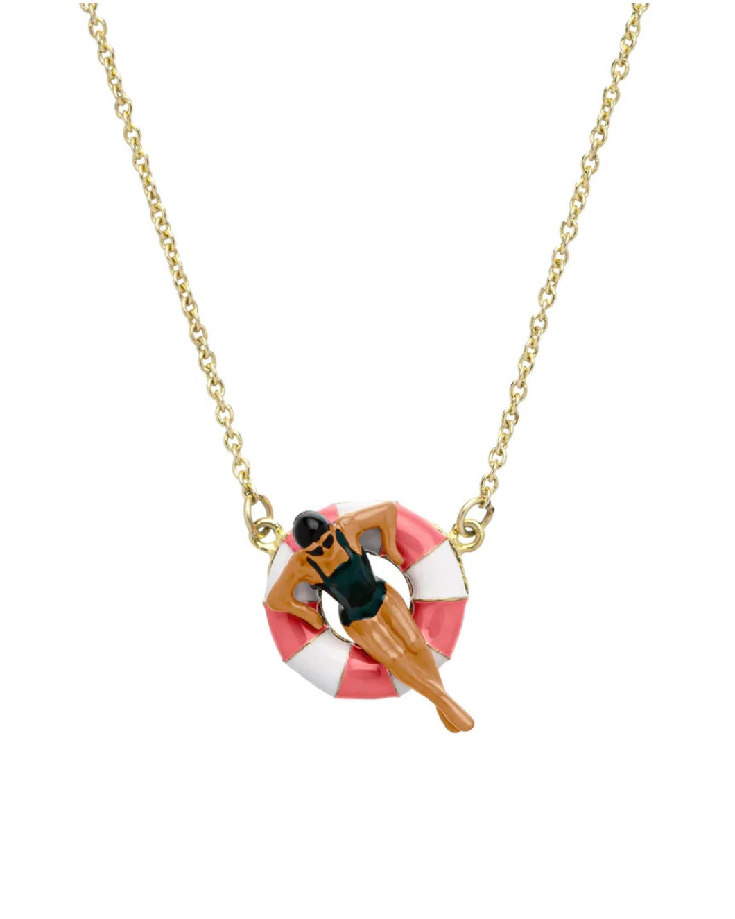FLOTADORA NECKLACE BUBBLEGUM PINK/BOTTLE GREEN