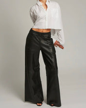 Load image into Gallery viewer, WIDE LEG LEATHER TROUSER BLACK