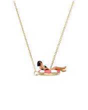 Load image into Gallery viewer, FLOTADORA NECKLACE BUBBLEGUM PINK/BOTTLE GREEN