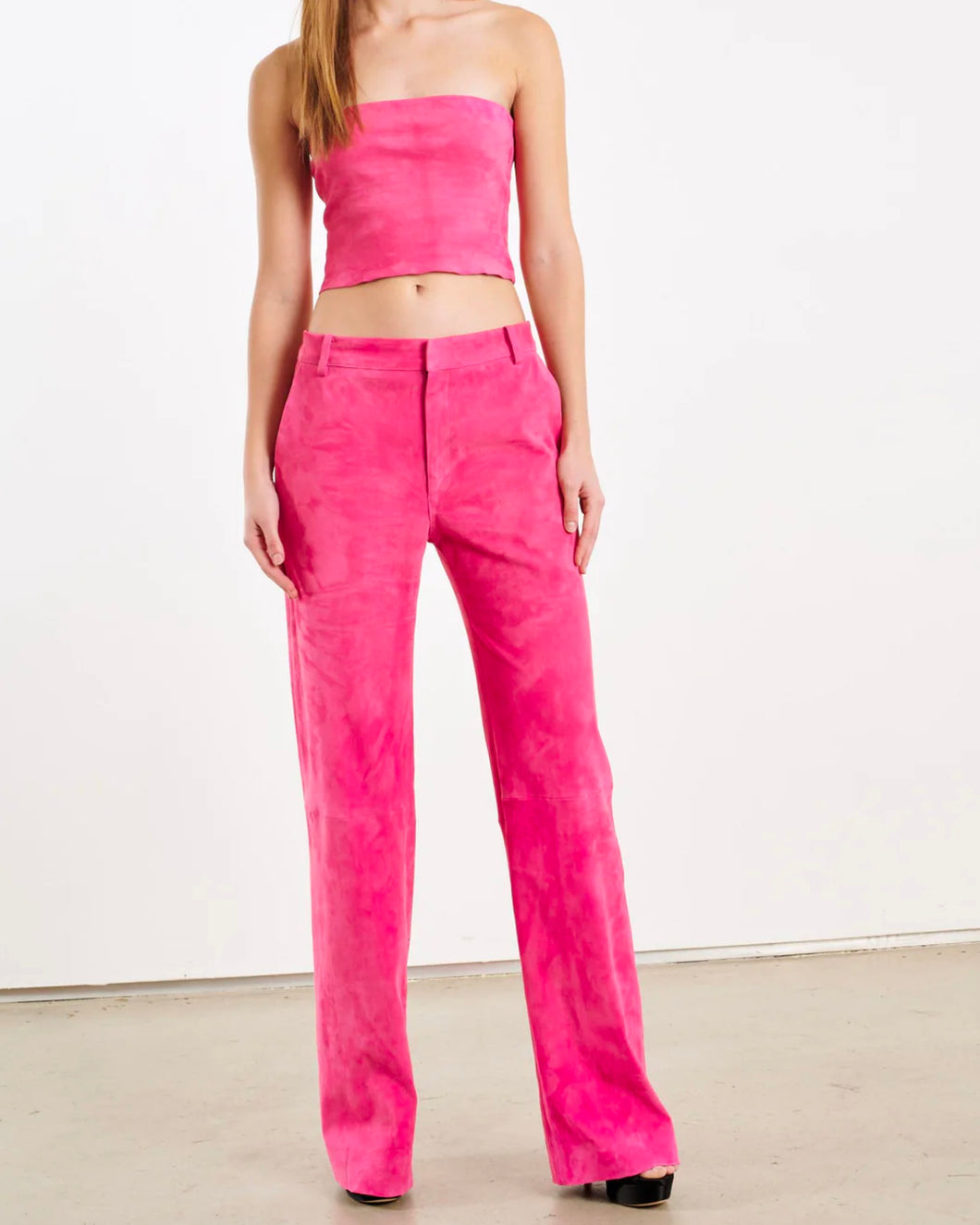 BAGGY LOWRISE SUEDE TROUSER HOT PINK