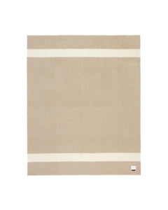 THE SIEMPRE RECYCLED BLANKET IN BEIGE WITH IVORY STRIPE