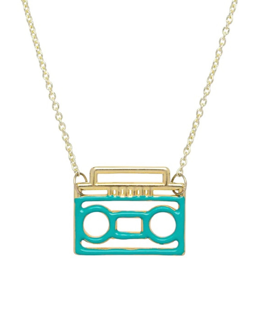 ESTEREO ENAMEL NECKLACE AQUA BLUE