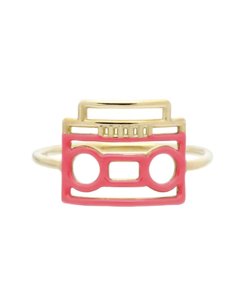 ESTEREO ENAMEL RING BUBBLEGUM PINK