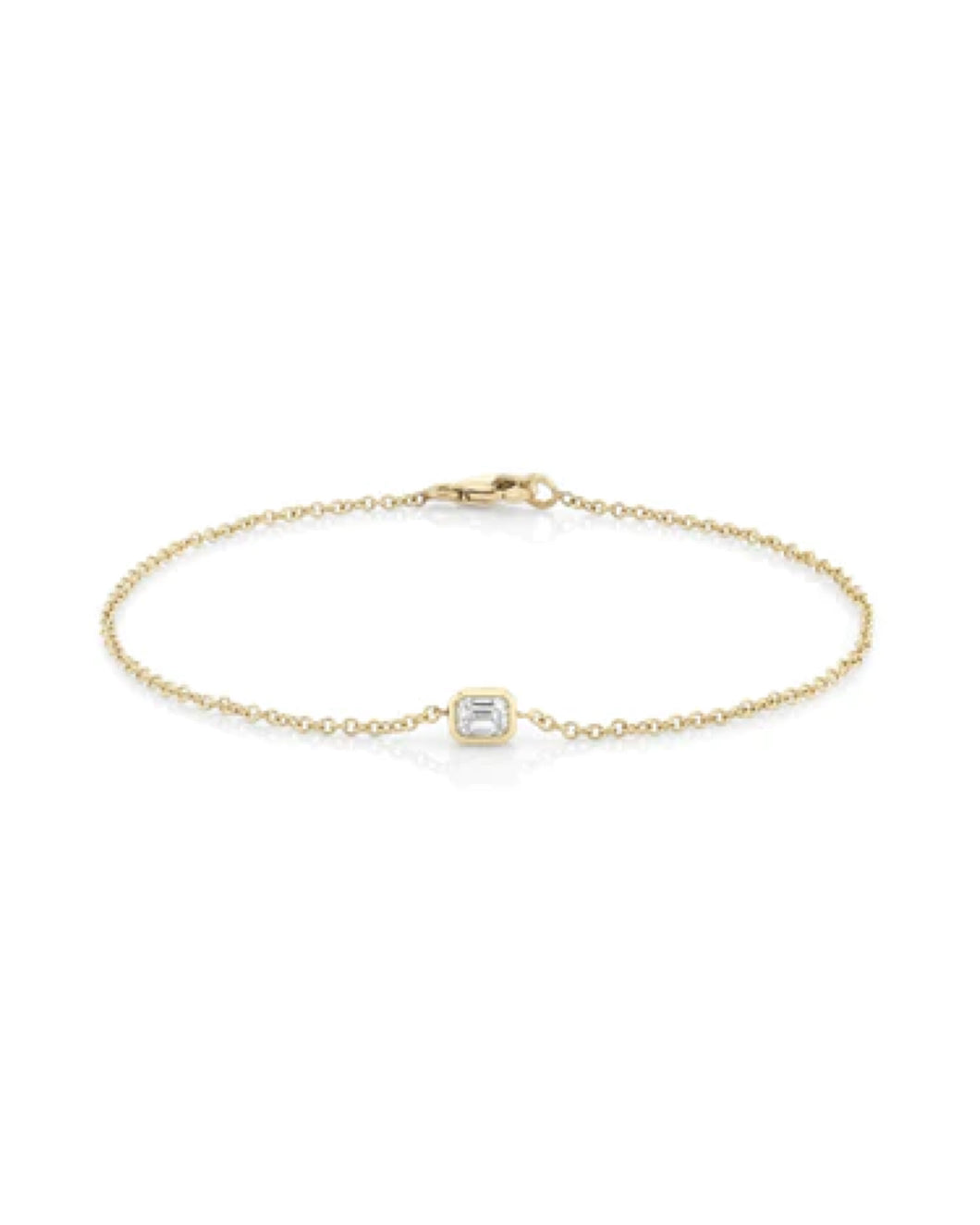 EMERALD CUT DIAMOND BEZEL SOLITAIRE BRACELET