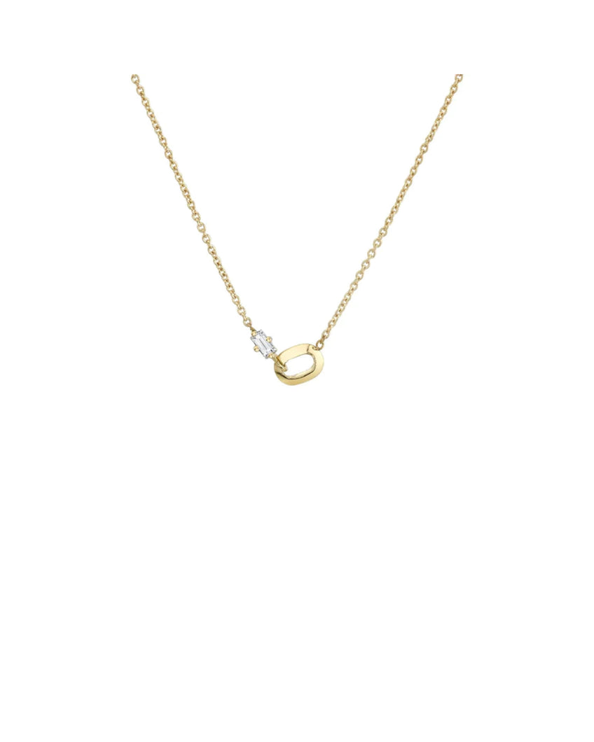 XS LINK AND PRONG SET WHITE DIAMOND BAGUETTE NECKLACE 16