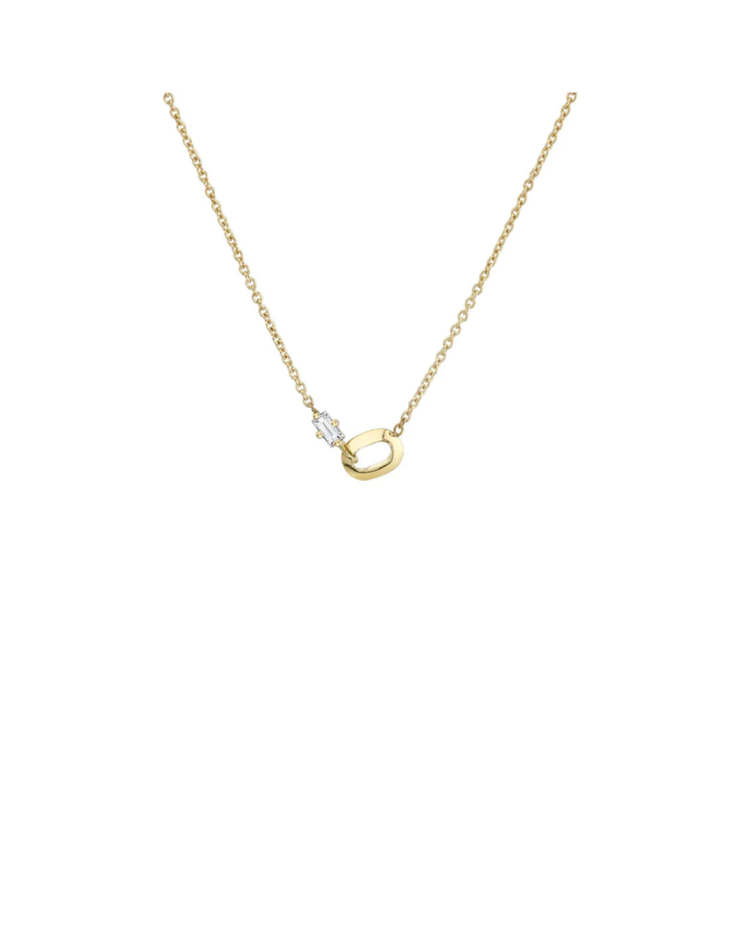 XS LINK AND PRONG SET WHITE DIAMOND BAGUETTE NECKLACE 16