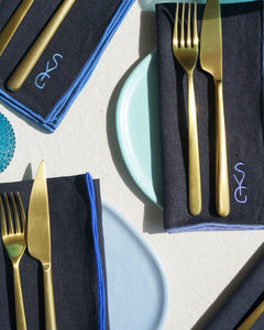 AS X SYG NAVY LINEN NAPKINS