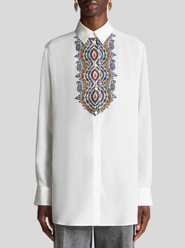 EMBROIDERED CRÊPE DE CHINE SHIRT