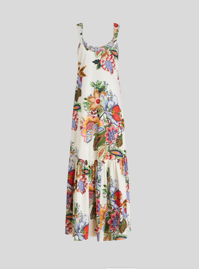 FLORAL PRINT COTTON AND SILK DRESS