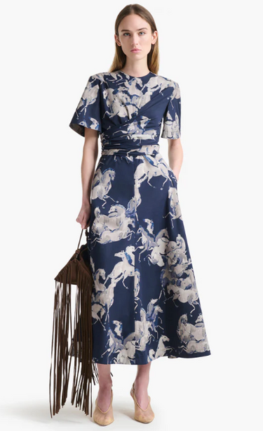 KIRSTY DRESS BERRY BLUE HORSES