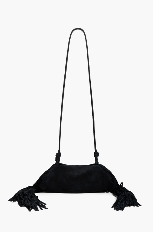 ORIGAMI WITH FRINGE MINI BAG BLACK