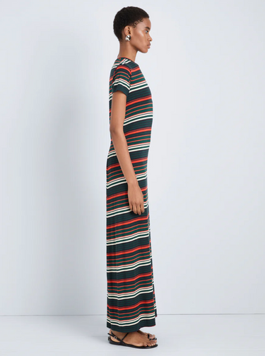 NOELLE DRESS IN STRIPED JERSEY SPRUCE MULTI