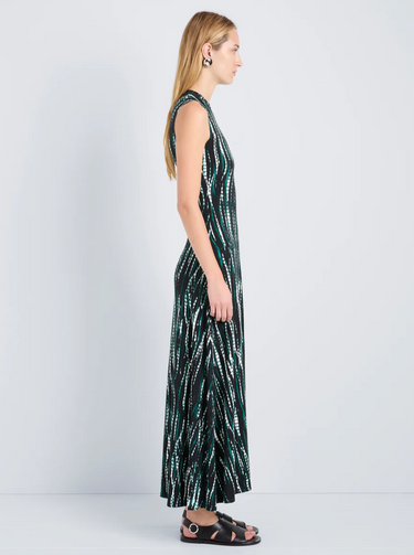 JORDYN DRESS IN SOFT JERSEY BLACK MULTI