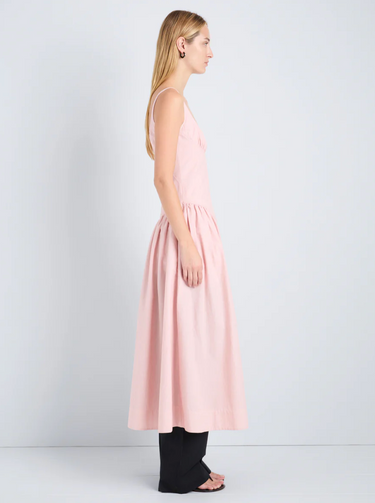 SOLIRA DRESS IN SEERSUCKER RUST/OFF WHITE