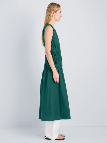 LOREN DRESS IN STRETCH POPLIN SPRUCE