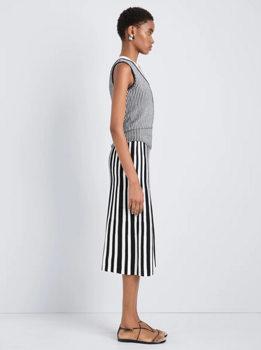 ISLEY SKIRT IN COTTON RIB BLACK/OFF WHITE