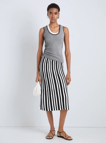 LENNOX TOP IN COTTON RIB BLACK/OFF WHITE