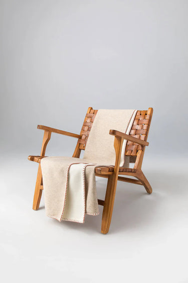 REVERSIBLE BLANKET STITCHED THROW ECRU/DRIFTWOOD