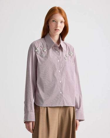 J.D. WITH CRYSTALS BLOUSE WHITE/WINE