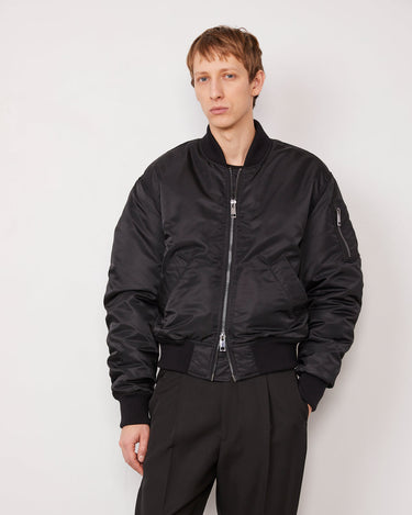 JAVIER PADDED NYLON BOMBER JACKET BLACK