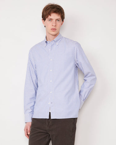 ALEX COTTON OXFORD STRIPED SHIRT WHITE/BLUE
