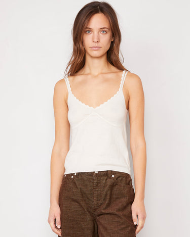 LOA WOOL SCALLOP KNITTED TOP CREAM