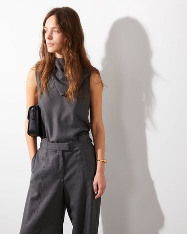 MILIA TWILL TOP MID HEATHER GREY