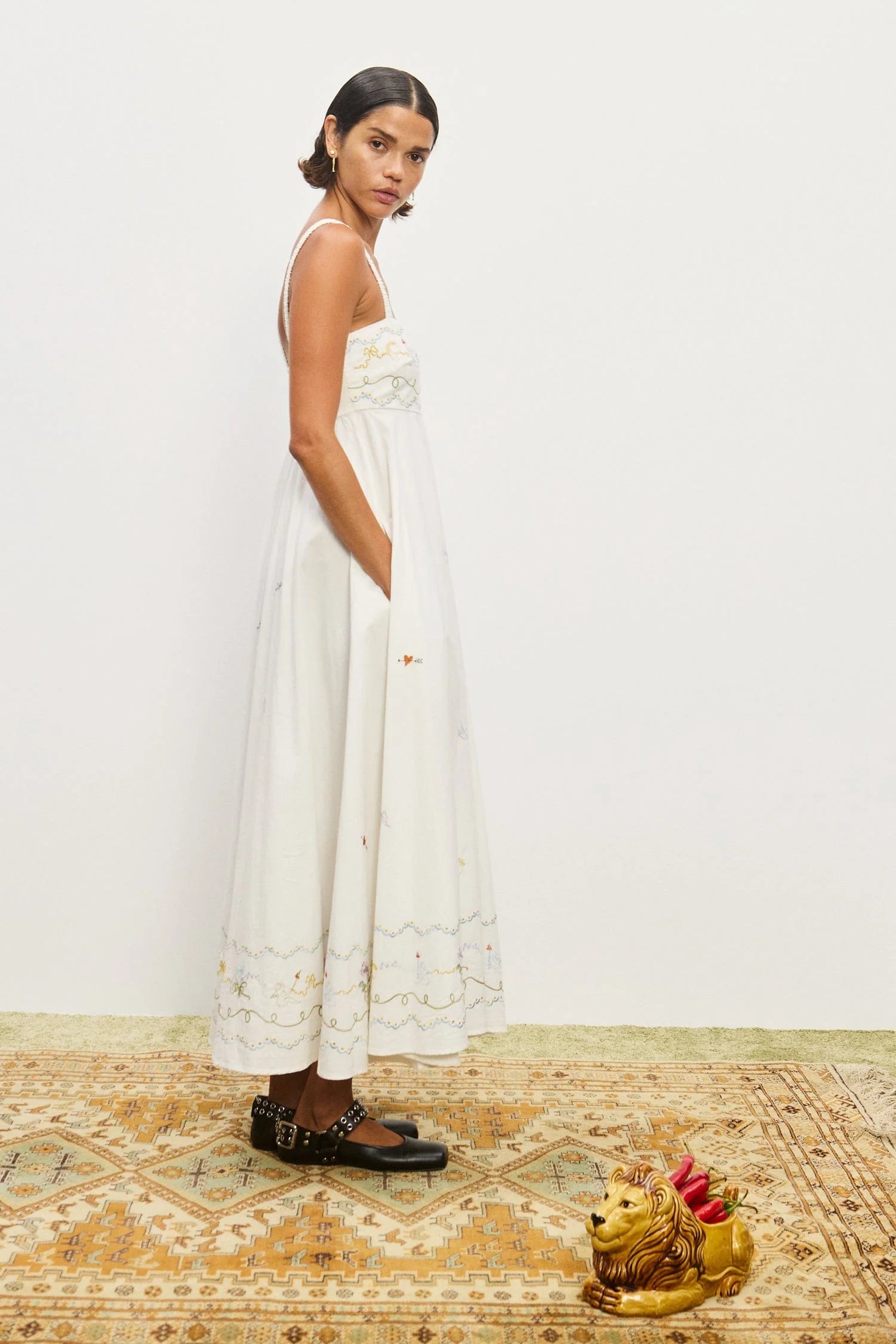 GIULIA EMBROIDERED SUNDRESS CREAM