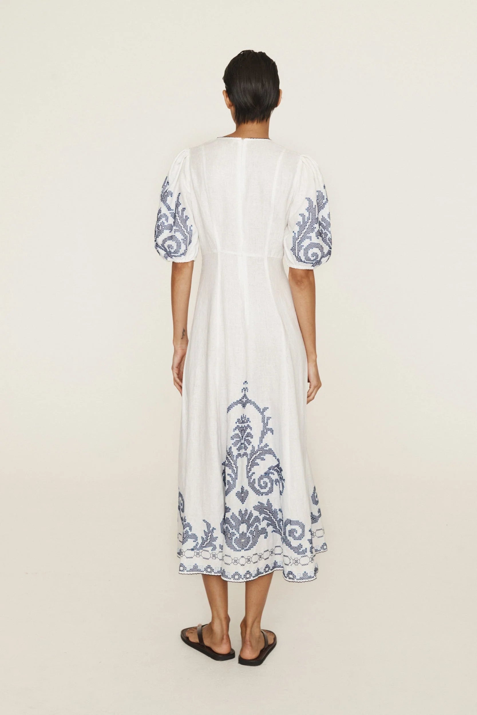 HAZEL EMBROIDERED MIDI DRESS