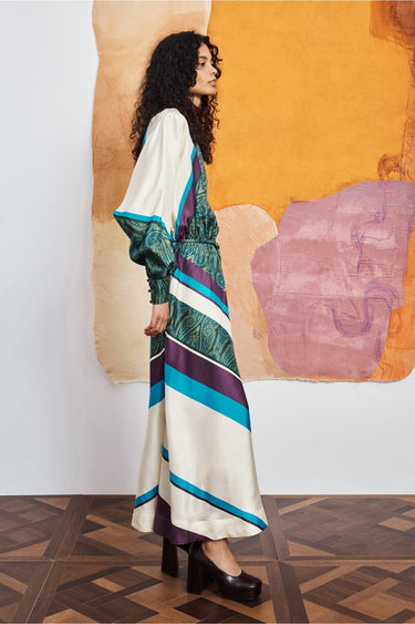 JONI SILK MIDI DRESS MULTI