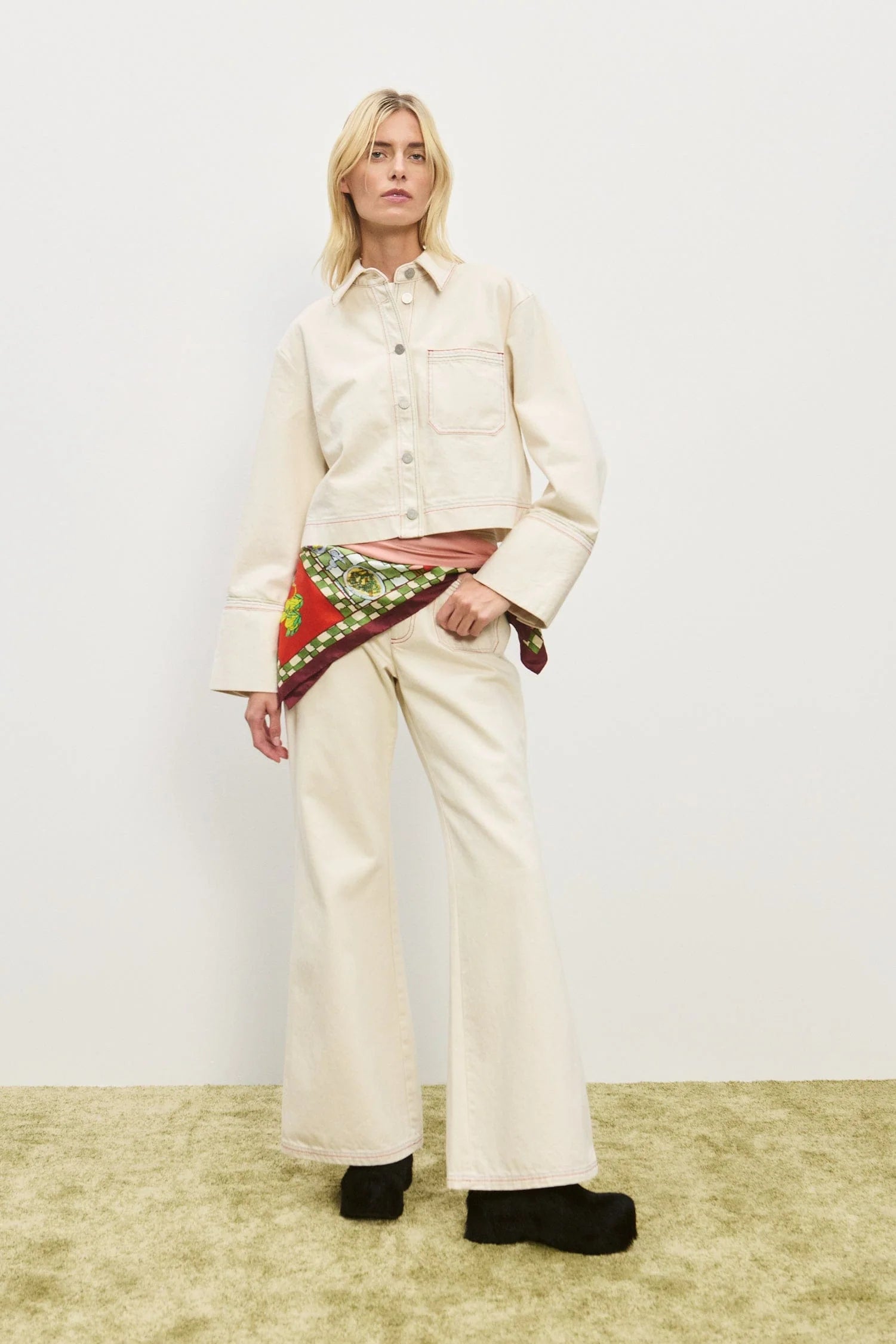 NORMA CROPPED DENIM JACKET CREAM
