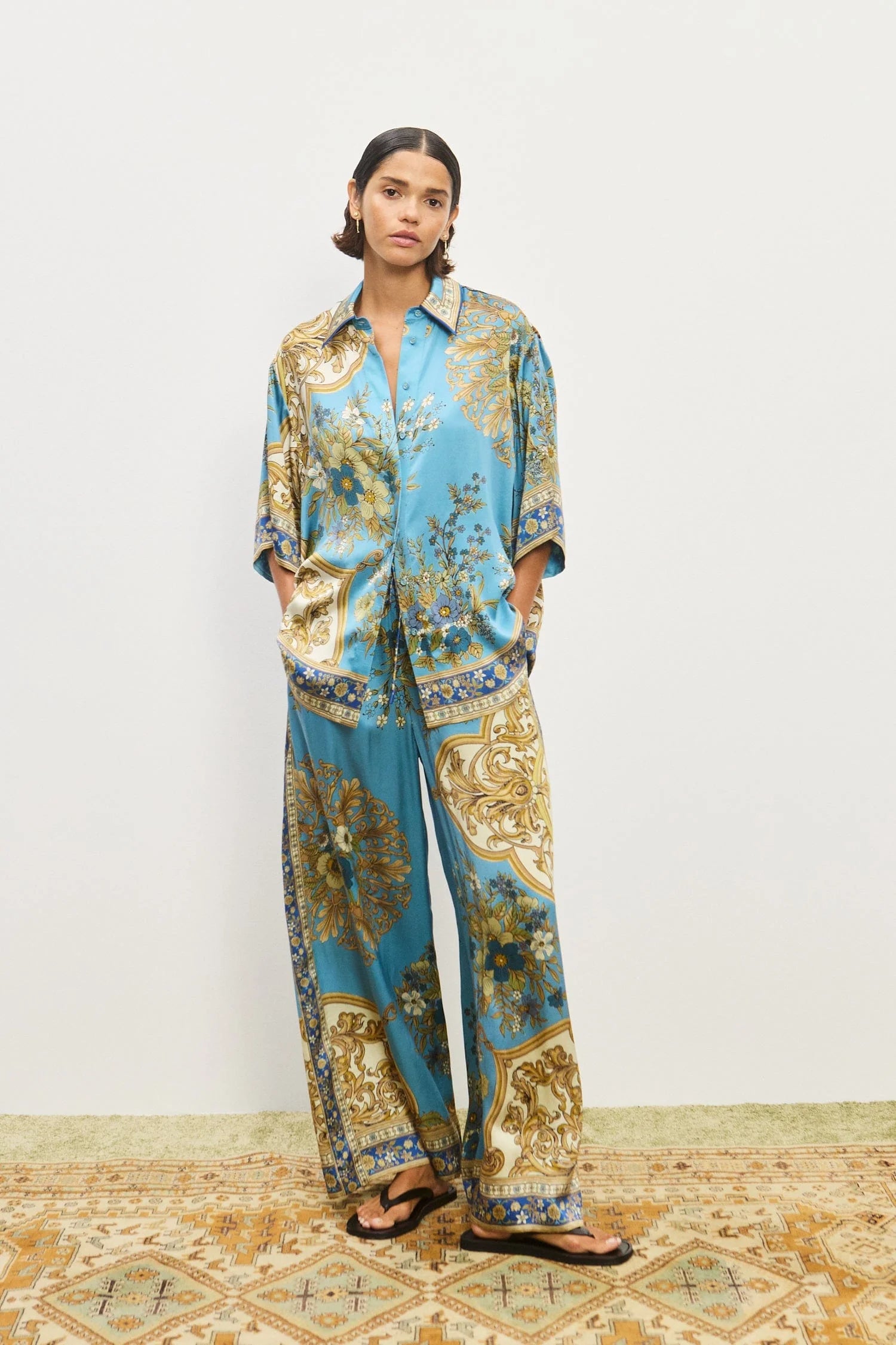 CASSIE SILK PANT BLUE