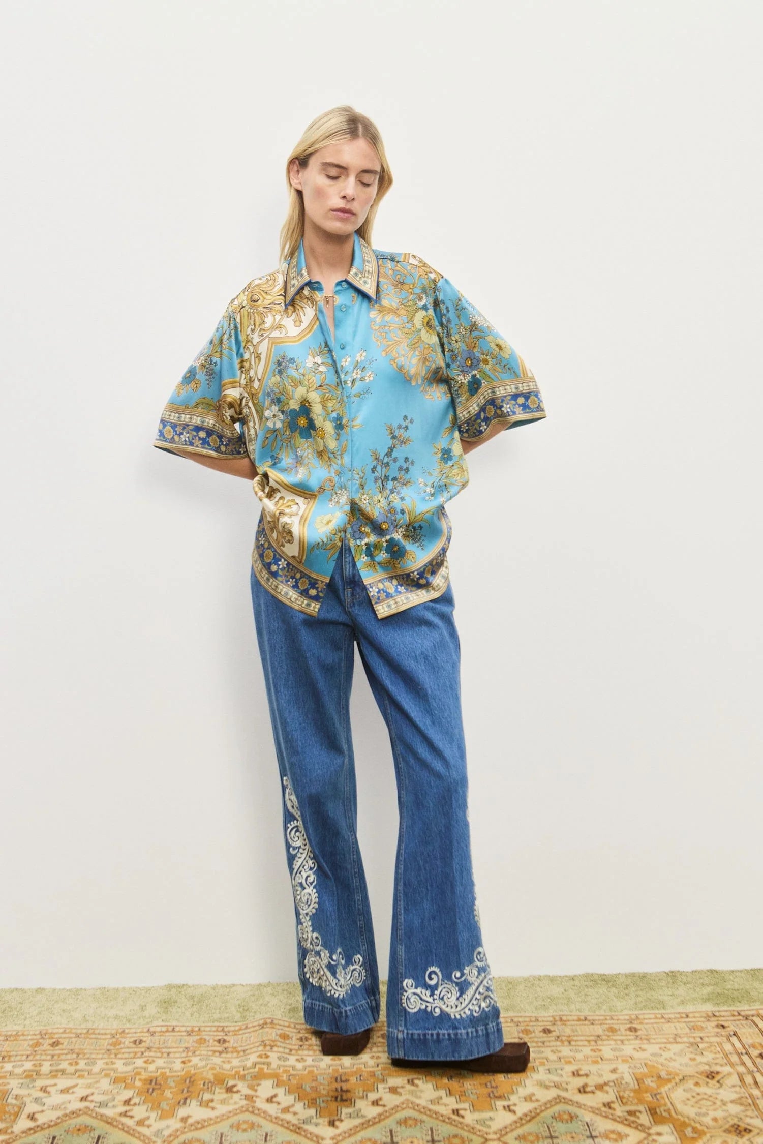 CASSIE SILK SHIRT BLUE