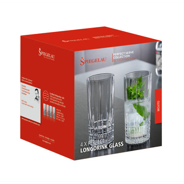 Perfect Serve Crystal Long Drink Highball Glasses Set of 4