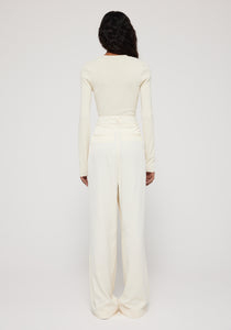 WIDE LEG TAILORED TROUSERS IVORY