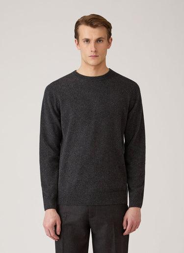 CASHMERE CREWNECK SWEATER CHARCOAL MELANGE