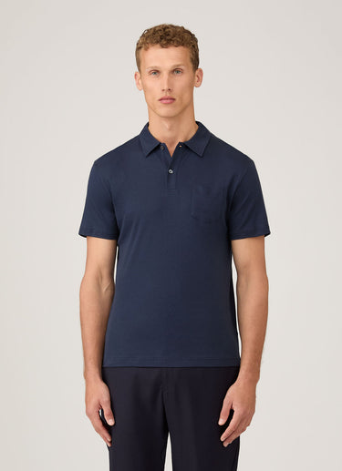 SEA ISLAND SHORT SLEEVE POLO SHIRT NAVY