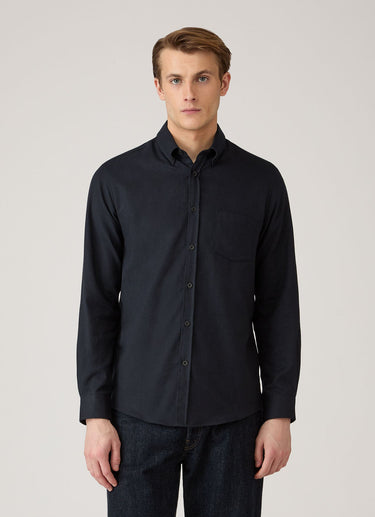 BRUSHED COTTON FLANNEL SHIRT BLACK