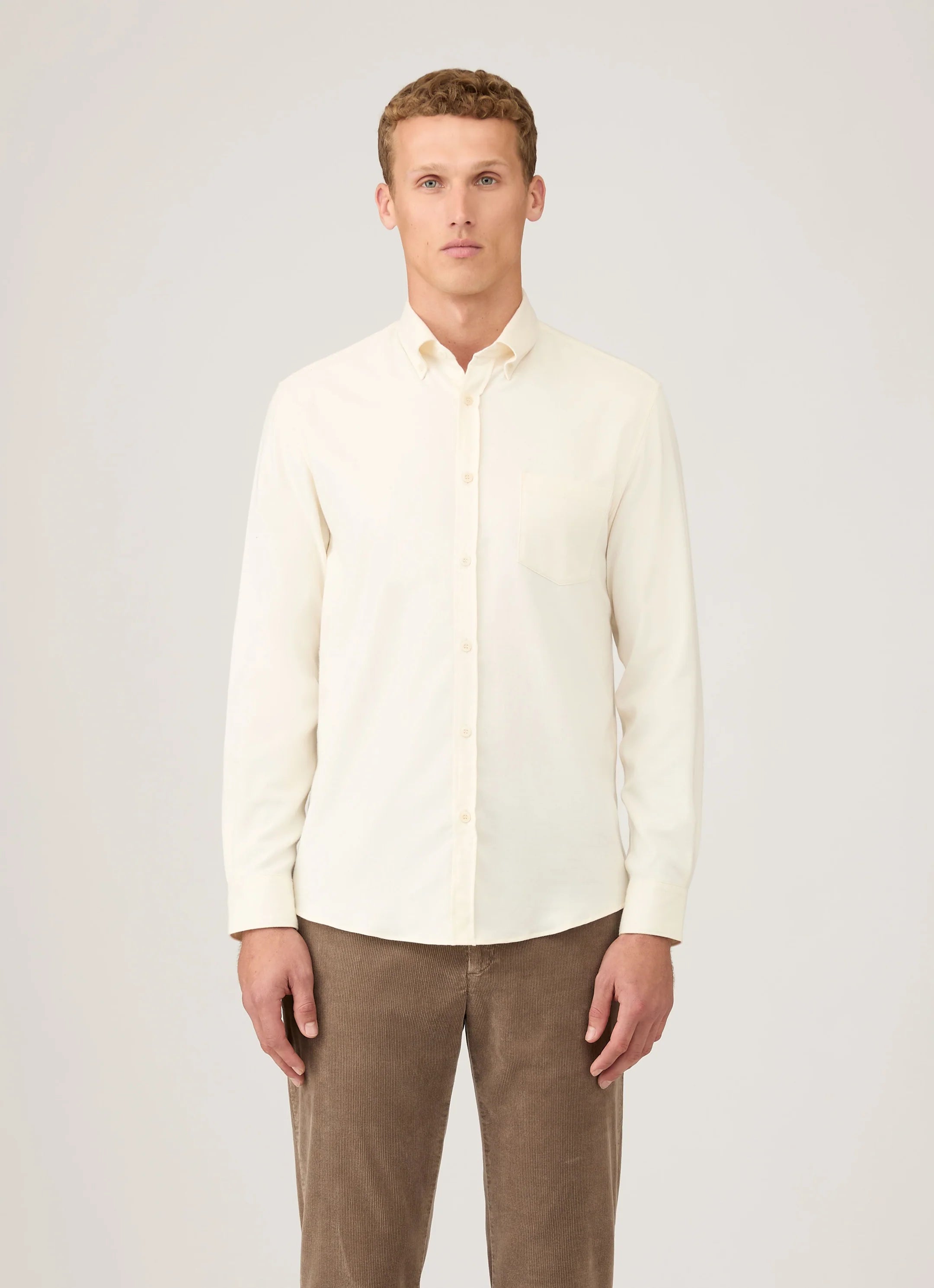 BRUSHED COTTON FLANNEL SHIRT ECRU