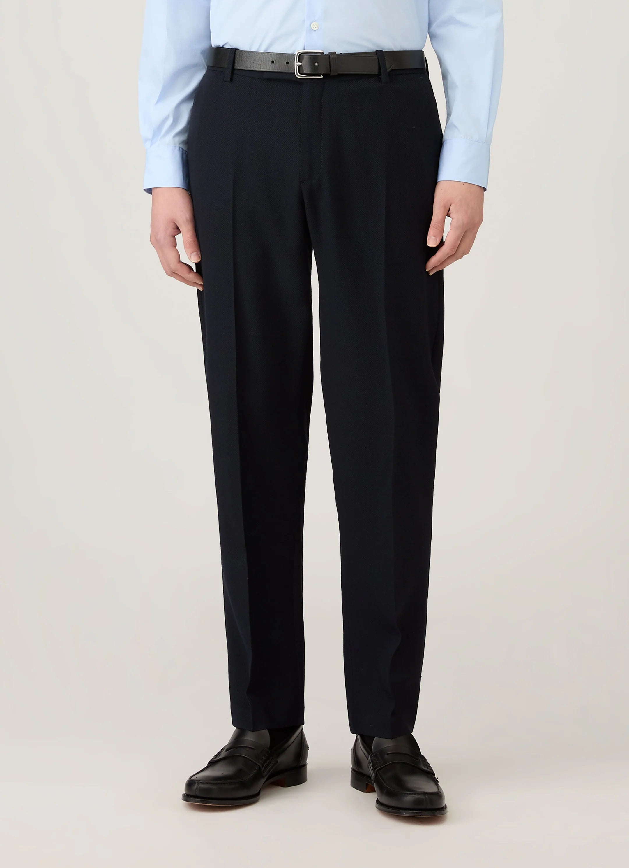 TEXTURED WOOL TROUSER NAVY