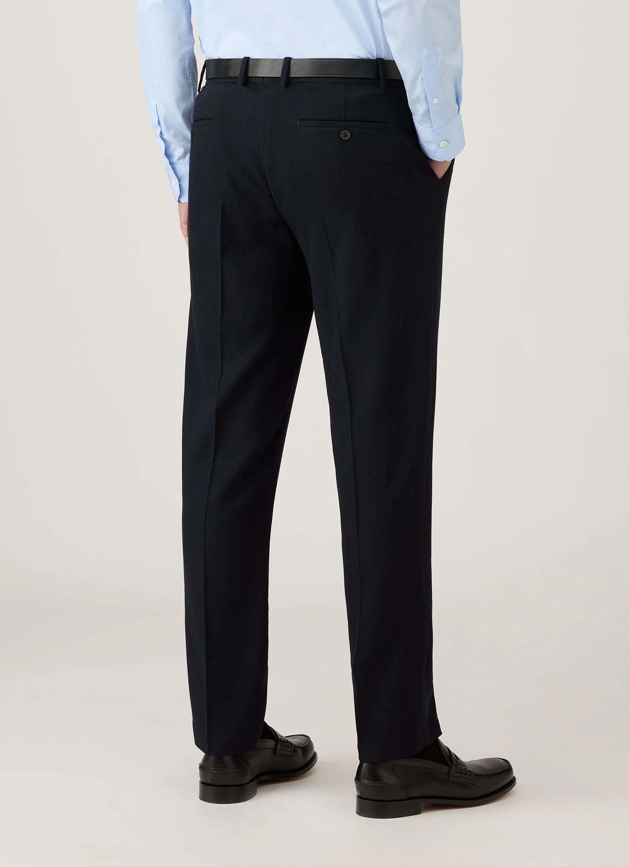 TEXTURED WOOL TROUSER NAVY