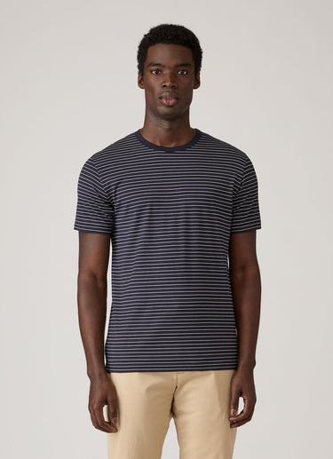 SHORT SLEEVE CLASSIC STRIPE T-SHIRT NAVY/ECRU PINSTRIPE