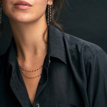 CLASSIC GIGI NECKLACE BLACK 16.5" YELLOW GOLD