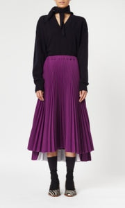 PLEATED SKIRT AUBERGINE