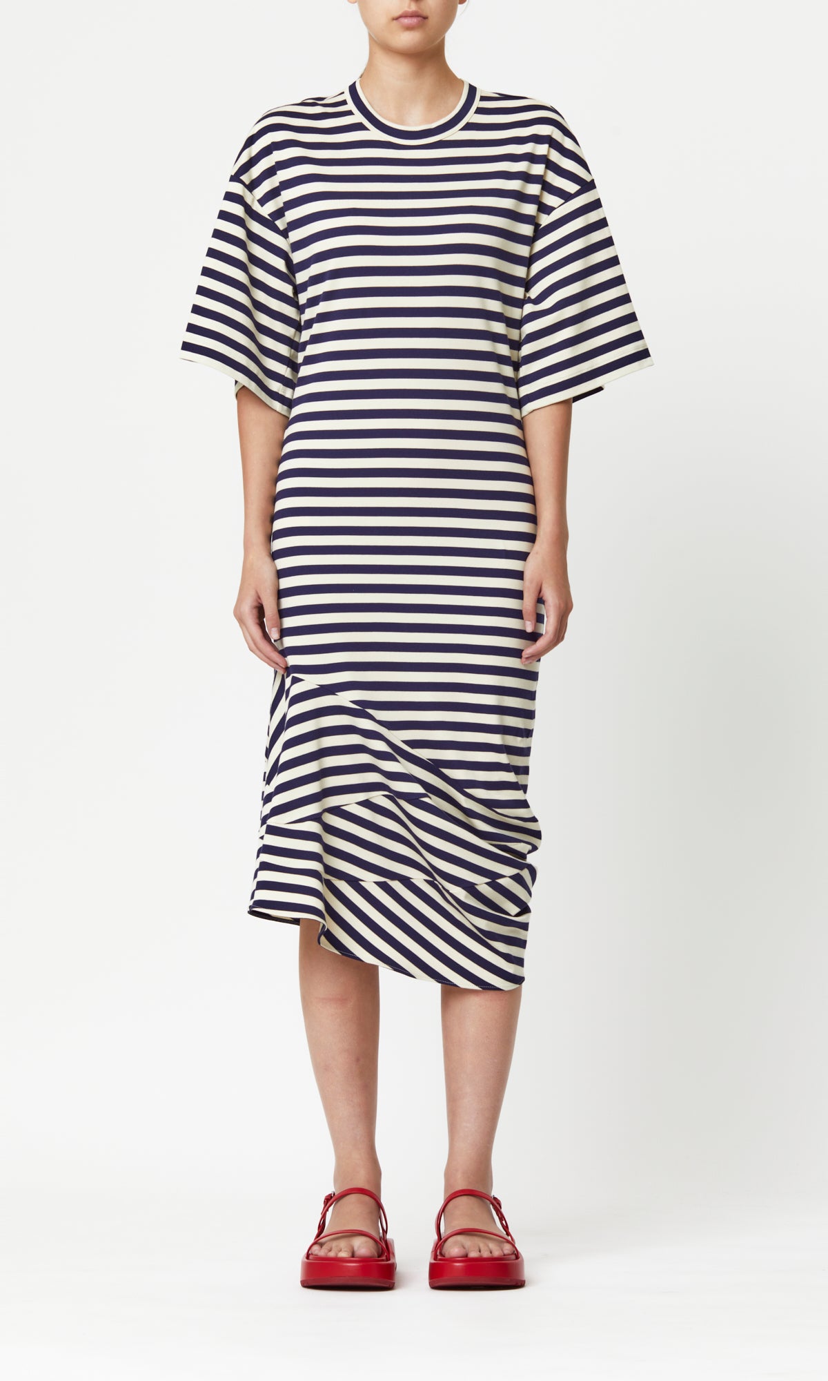 BLUE STRIPE JERSEY DRESS