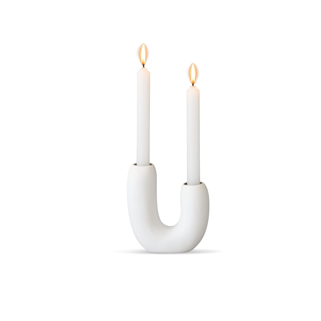 NOODLE DUO CANDLE HOLDER, WHITE